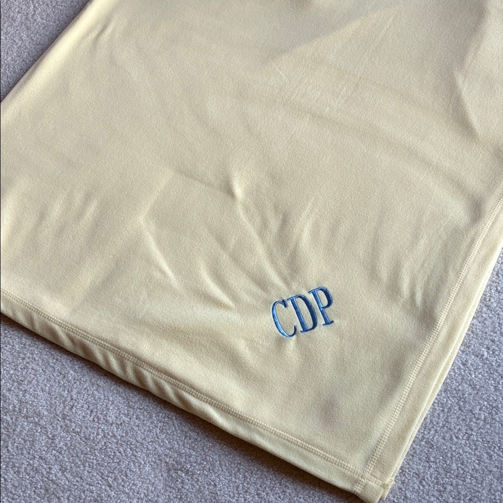 Butter Yellow Fleece Throw with Blue Monogram